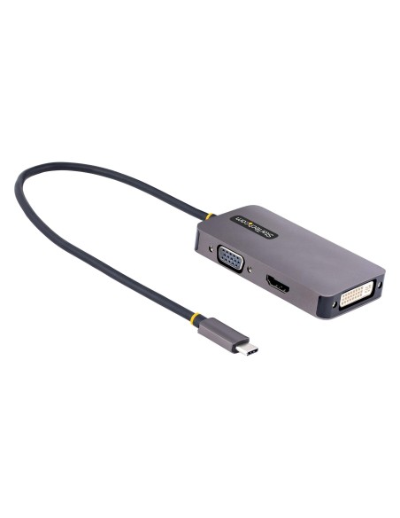 StarTech.com Adaptador de Vídeo USB C, Adaptador USB Tipo C a HDMI VGA DVI hasta 4K 60Hz, Adaptador de Pantalla Multipuertos,