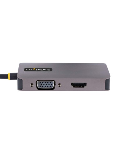 StarTech.com Adaptador de Vídeo USB C, Adaptador USB Tipo C a HDMI VGA DVI hasta 4K 60Hz, Adaptador de Pantalla Multipuertos,