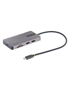 StarTech.com Adaptador Multipuertos USB C 2x HDMI 4K 60Hz, Hub USB-A 3.1 2Pt 5Gbps, PD 100W, GbE, SD MicroSD, Cable de 30cm,