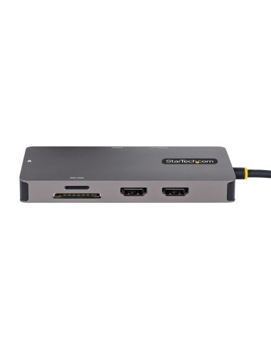 StarTech.com Adaptador Multipuertos USB C 2x HDMI 4K 60Hz, Hub USB-A 3.1 2Pt 5Gbps, PD 100W, GbE, SD MicroSD, Cable de 30cm,