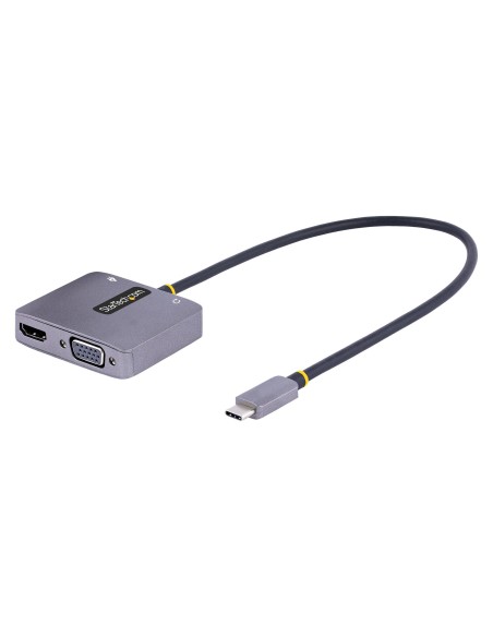StarTech.com Adaptador de Vídeo USB C, Adaptador Multipuertos USB Tipo C a HDMI VGA con Salida de Audio de 3,5mm, HDR 4K a