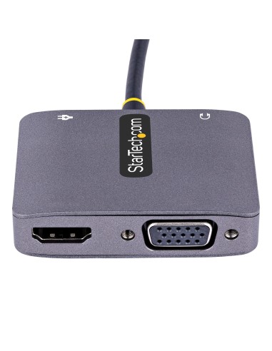 StarTech.com Adaptador de Vídeo USB C, Adaptador Multipuertos USB Tipo C a HDMI VGA con Salida de Audio de 3,5mm, HDR 4K a