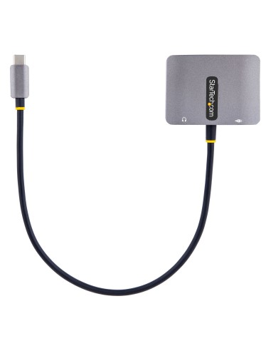 StarTech.com Adaptador de Vídeo USB C, Adaptador Multipuertos USB Tipo C a HDMI VGA con Salida de Audio de 3,5mm, HDR 4K a