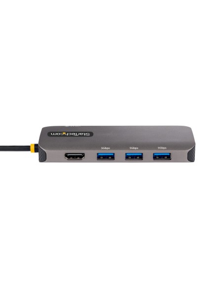StarTech.com Adaptador Multipuertos USB C, de Vídeo HDMI de 4K y 60Hz, Hub USB-A 3.2 de 3 Puertos de 5Gbps, Entrega de