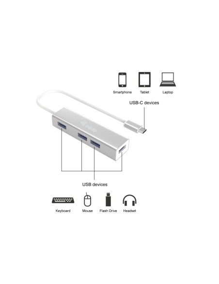 Equip 128958 hub de interfaz USB 3.2 Gen 1 (3.1 Gen 1) Type-C 5000 Mbit s Plata