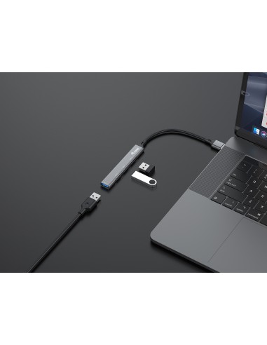 Equip 128960 hub de interfaz USB 3.2 Gen 1 (3.1 Gen 1) Type-A 5000 Mbit s Negro, Gris