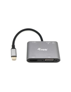 Equip Adaptador multifunción USB-C 5 en 1, HDMI, VGA (HD15), PD 100W, USB3.0, AUX
