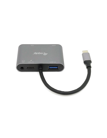 Equip Adaptador multifunción USB-C 5 en 1, HDMI, VGA (HD15), PD 100W, USB3.0, AUX
