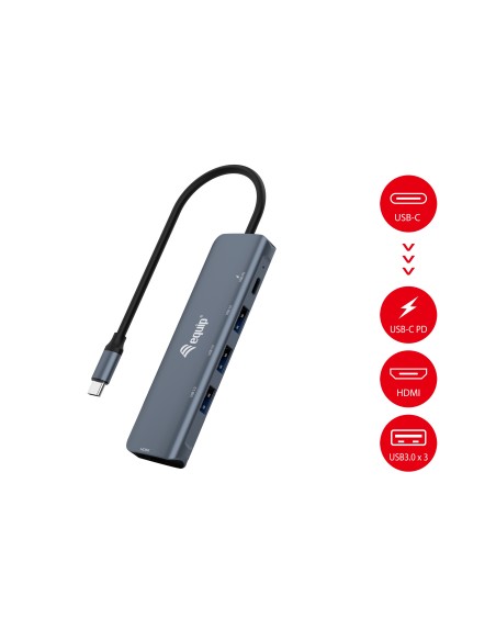 Equip Adaptador multifunción USB-C 5 en 1, HDMI, USB 3.2 GEN1, 100W USB PD