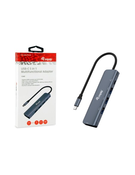 Equip Adaptador multifunción USB-C 5 en 1, HDMI, USB 3.2 GEN1, 100W USB PD