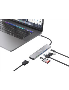 Equip 133494 Adaptador multifunción USB-C 7 en 1, HDMI 4K 60Hz, USB 3.2 Gen1 x 3 , TF MICRO SD, 100W USB PD 2