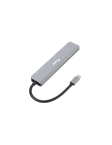 Equip 133494 Adaptador multifunción USB-C 7 en 1, HDMI 4K 60Hz, USB 3.2 Gen1 x 3 , TF MICRO SD, 100W USB PD