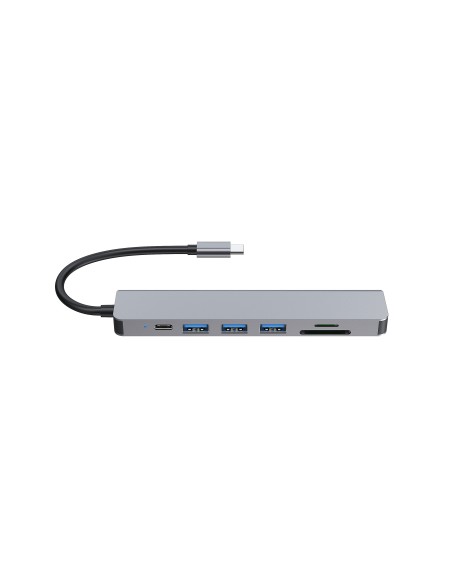 Equip 133494 Adaptador multifunción USB-C 7 en 1, HDMI 4K 60Hz, USB 3.2 Gen1 x 3 , TF MICRO SD, 100W USB PD