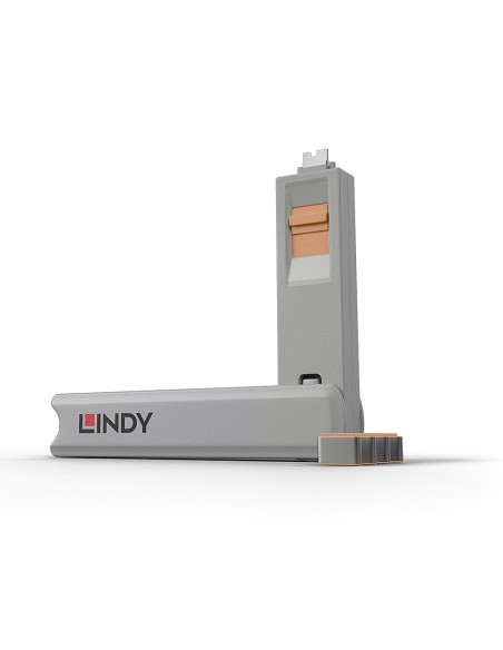 Lindy 40428 bloqueador de puerto Llave de bloqueador de puerto USB Tipo C Gris, Naranja 4 pieza(s)