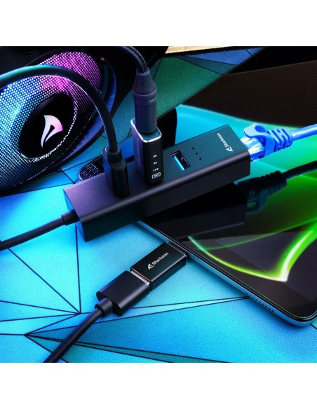 Sharkoon 4044951037575 base para portátil y replicador de puertos Inalámbrico USB 3.2 Gen 1 (3.1 Gen 1) Type-C Negro