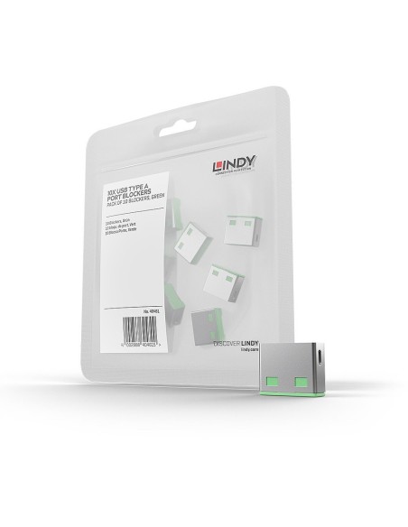 Lindy 40461 bloqueador de puerto USB tipo A Verde Acrilonitrilo butadieno estireno (ABS) 10 pieza(s)