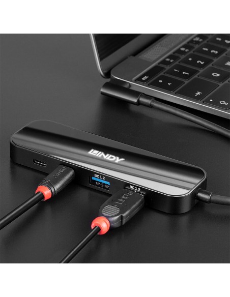 Lindy 43334 hub de interfaz USB 3.2 Gen 2 (3.1 Gen 2) Type-C 10000 Mbit s Negro