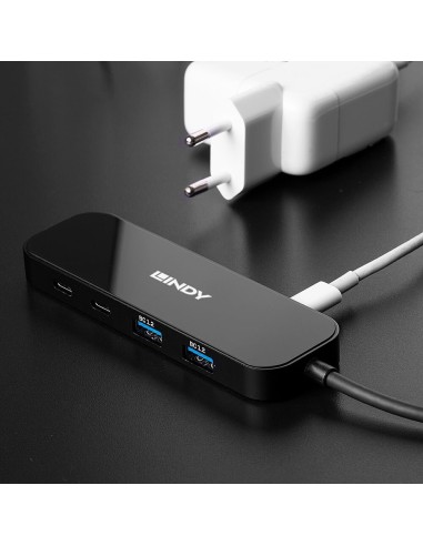 Lindy 43334 hub de interfaz USB 3.2 Gen 2 (3.1 Gen 2) Type-C 10000 Mbit s Negro