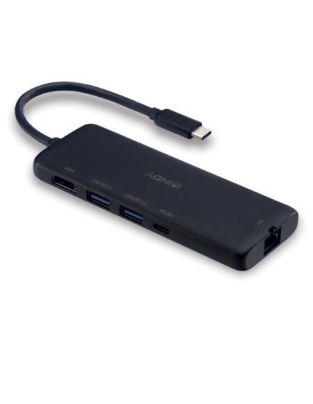 Lindy 43358 base para portátil y replicador de puertos Alámbrico USB 3.2 Gen 1 (3.1 Gen 1) Type-C Negro