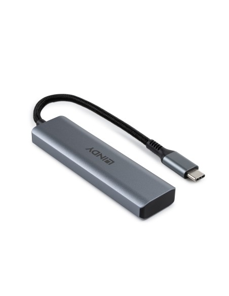 Lindy 43414 hub de interfaz USB 3.2 Gen 2 (3.1 Gen 2) Type-C 10000 Mbit s Gris