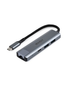 Lindy 43422 hub de interfaz USB 3.2 Gen 2 (3.1 Gen 2) Type-C 10000 Mbit s Gris