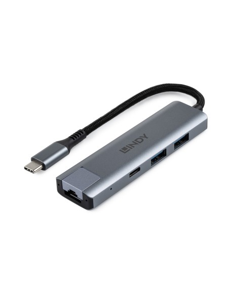Lindy 43422 hub de interfaz USB 3.2 Gen 2 (3.1 Gen 2) Type-C 10000 Mbit s Gris