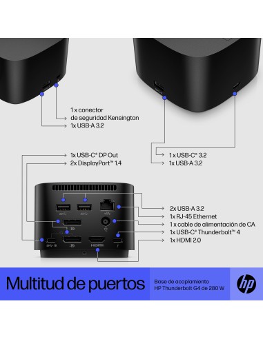HP Base de acoplamiento Thunderbolt G4 280 W con cable combo