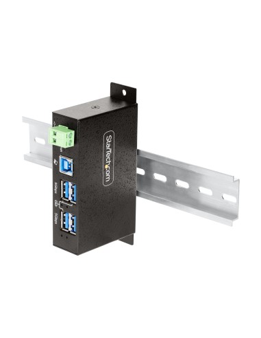 StarTech.com Hub USB Industrial de 4 Puertos Gestionado - Servicio Pesado - Caja de Metal - Protección ESD y Sobretensión -