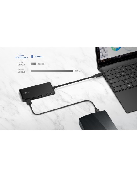 ASUS Dual 4K USB-C Dock DC201 Alámbrico USB 3.2 Gen 2 (3.1 Gen 2) Type-C Negro
