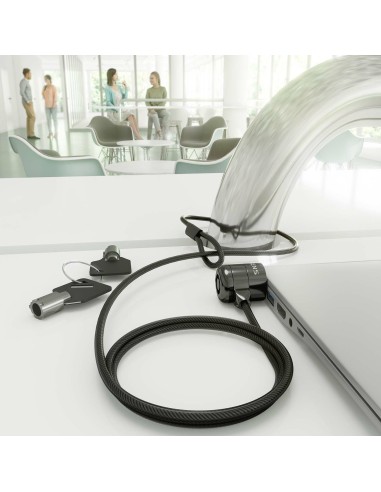 AISENS Cable de seguridad con cerradura de llave para ordenador, monitor, portátil 1.5m