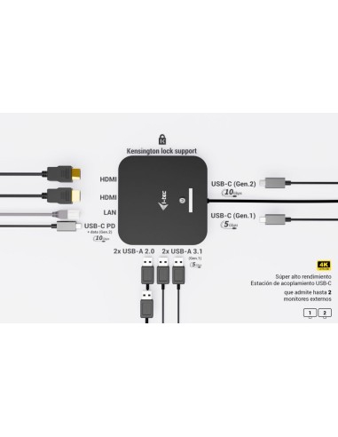 i-tec USB-C Dual HDMI Docking Station with Power Delivery 100 W