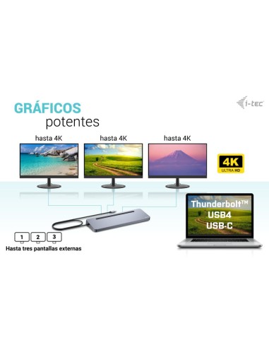 i-tec USB-C Metal Ergonomic 3x 4K Display Docking Station + Power Delivery 100 W