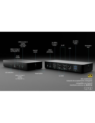 i-tec Universal Intelligent Dual Display Docking Station + Power Delivery 100W