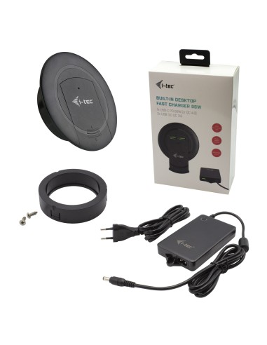 i-tec Built-in Desktop Fast Charger, USB-C PD 3.0 + 3x USB 3.0 QC3.0, 96 W