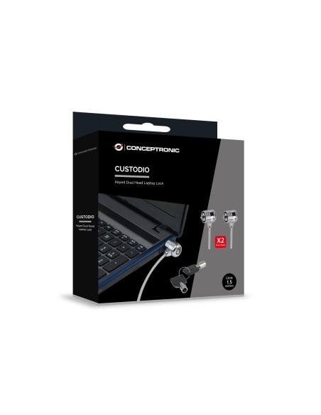 Conceptronic CNBSLOCK15T cable antirrobo Plata 1,5 m