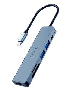 CoolBox MINIDOCK C61 ALUMINIO USB-C A HDMI 4K 2xUSB-A USB-C PD SD MICROSD PC MAC CONSOLAS