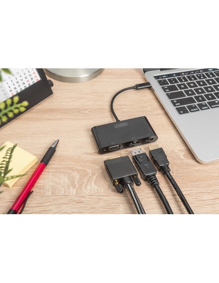 Digitus Adaptador de monitor triple USB-C™ 3 en 1 (HDMI, DP, VGA)
