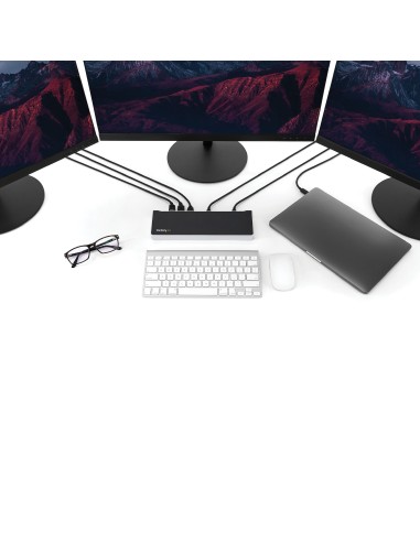 StarTech.com Dock USB-C para 3 Monitores 4K con 5 Puertos USB 3.2 5Gbps - HDMI y DisplayPort - Mac y Windows - Docking Station