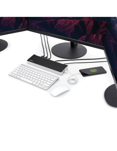 StarTech.com Dock USB-C para 3 Monitores 4K con 5 Puertos USB 3.2 5Gbps - HDMI y DisplayPort - Mac y Windows - Docking Station