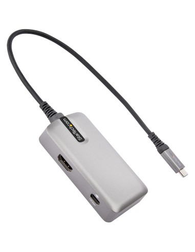 StarTech.com Adaptador Multipuertos USB C - USB-C a HDMI 2.0 4K 60Hz, PD con Paso de 100W - Hub USB de 3 Puertos de 10Gbps -