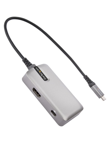 StarTech.com Adaptador Multipuertos USB C - USB-C a HDMI 2.0 4K 60Hz, PD con Paso de 100W - Hub USB de 3 Puertos de 10Gbps -