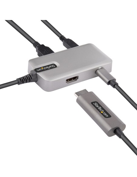 StarTech.com Adaptador Multipuertos USB C - USB-C a HDMI 2.0 4K 60Hz, PD con Paso de 100W - Hub USB de 3 Puertos de 10Gbps -