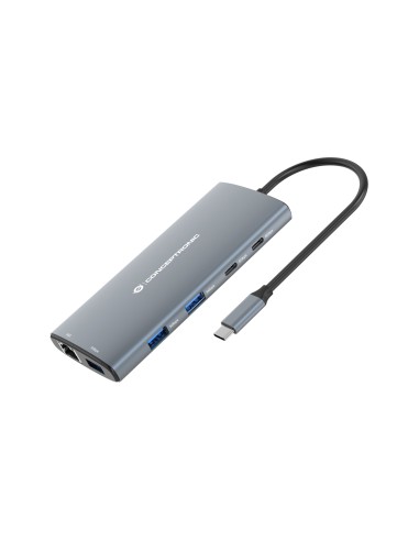 Conceptronic DONN06G base para portátil y replicador de puertos Alámbrico USB 3.2 Gen 1 (3.1 Gen 1) Type-C Gris