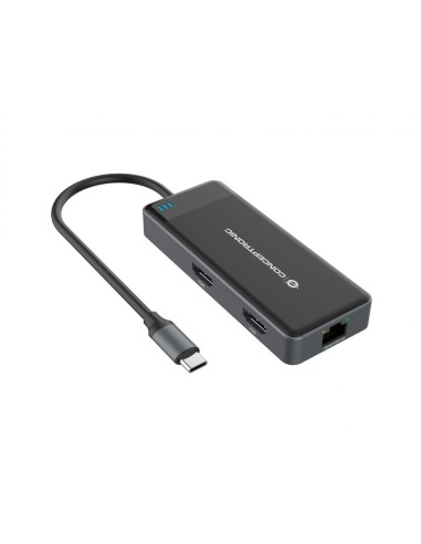 Conceptronic DONN14G base para portátil y replicador de puertos Alámbrico USB 3.2 Gen 1 (3.1 Gen 1) Type-C Gris