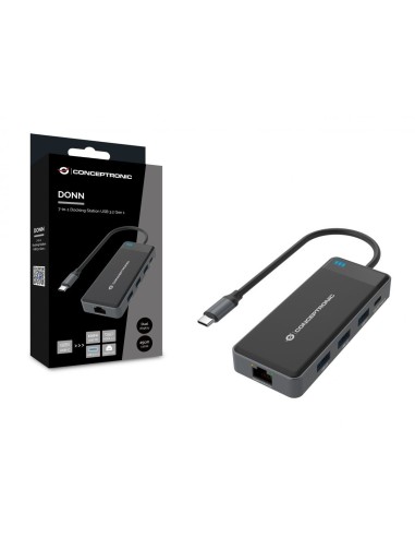 Conceptronic DONN14G base para portátil y replicador de puertos Alámbrico USB 3.2 Gen 1 (3.1 Gen 1) Type-C Gris