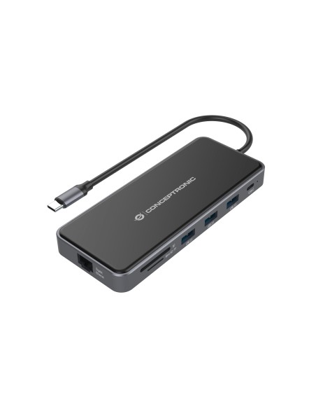 Conceptronic DONN15G base para portátil y replicador de puertos Alámbrico USB 3.2 Gen 1 (3.1 Gen 1) Type-C Gris