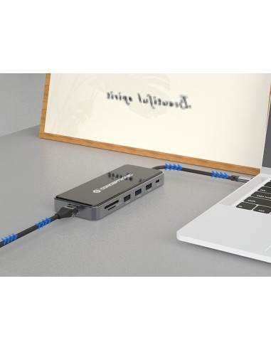 Conceptronic DONN15G base para portátil y replicador de puertos Alámbrico USB 3.2 Gen 1 (3.1 Gen 1) Type-C Gris