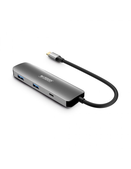 Urban Factory MHC40UF base para portátil y replicador de puertos Alámbrico USB 3.2 Gen 1 (3.1 Gen 1) Type-C Gris