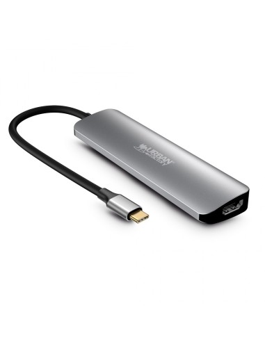 Urban Factory MHC45UF base para portátil y replicador de puertos Alámbrico USB 3.2 Gen 1 (3.1 Gen 1) Type-C Gris
