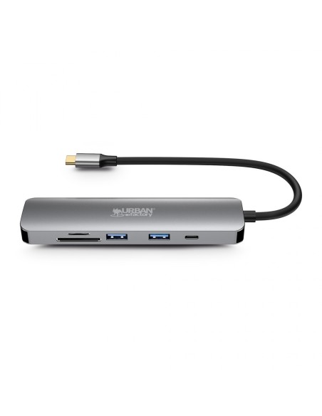 Urban Factory MHC45UF base para portátil y replicador de puertos Alámbrico USB 3.2 Gen 1 (3.1 Gen 1) Type-C Gris